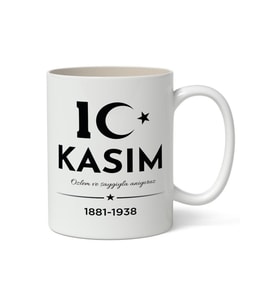 10 Kasım Mustafa Kemal Atatürk Tasarımlı Kupa Bardak Baskılı Kahve Kupa Bardak Model 4