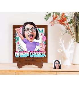 BK Gift Kişiye Özel O Bir Çiçek Karikatürlü Ahşap Standlı 3D Biblo-3 (Beyaz)