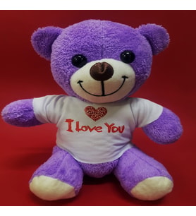 Mor I Love You Tişörtlü Peluş Ayıcık