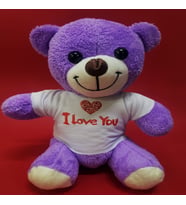 Mor I Love You Tişörtlü Peluş Ayıcık