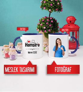 Hemşire Kupa Bardak Lacivert Fotoğraflı