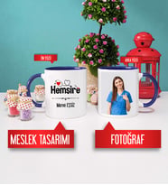 Hemşire Kupa Bardak Lacivert Fotoğraflı