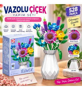 Vazolu Çiçek 528 Parça Dekoratif Çiçek Yapım Seti Yaratıcı Hobi ve Hediye Seti