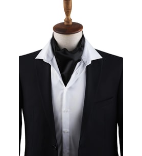 Siyah Düz Ascot Fular K578