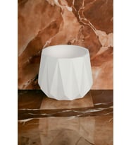 Dekoratif Beyaz Beton Saksı Kaktüs Bambu Çiçek Saksısı 22 cm