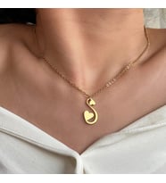 Kişiye Özel 925 Ayar Gümüş Zarif Aşk Kuğu Kolye (Gold)