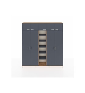 Arges Gardrop 18 Raflı 9 Kapaklı 220x30x243 Çam-Antrasit