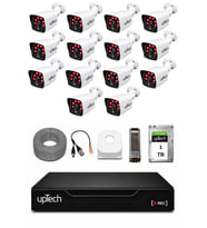 UPTECH 14 Kameralı Güvenlik Kamera Seti 2MP 1080P Full HD 6 Atom LED Gece Görüşlü 1 TB HDD 5525