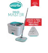 SMARTER AQUA MASTER + ÜÇGEN APARAT TEMİZ & KİRLİ SUYU AYIRMA ÖZELLİĞİ OTOMATİK TEMİZLİK SETİ MOP PASPAS CAM VE KÖŞE İÇİN