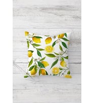 Limon Ağacı Desenli Çift Tarafı Baskılı Gizli Fermuarlı Yastık Kılıfı Kırlent Koltuk Yastık Kılıfı (Limon Sarı)