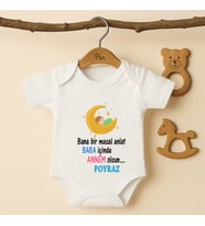 Pia Baby B40 %100 Pamuk Bana Bir Masal Anlat Baba İçinde Annem Olsun Yazılı İsme Özel Tasarlanabilir Bebek Body (Ekru)