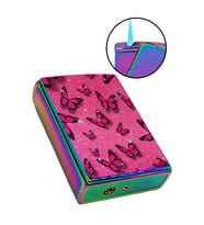 Yandan Kaydırmalı Lüks Pembe Gazlı Kelebek Baskılı Çakmak
