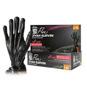 ŞeyliŞeyler Reflex Flex Pudrasız Eldiven Siyah L-XL 100’lü 1 Paket