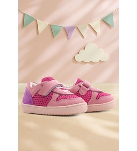 Rakerplus Bob Hakiki Deri Pembe Mor Barefoot Cırtlı Lastikli Bebek Sneaker Ayakkabı
