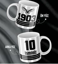 Kişiye Özel İsim Ve Numara Baskılı Siyah Beyaz Kartal Tasarımlı Kupa Bardak - Hediyelik