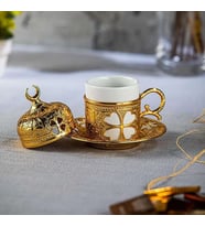 Yonca Tasarım Gold  Renk Tekli Türk Kahvesi Fincanı