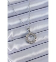 316L Çelik Gümüş Renk Zirkon Taşlı Model Kadın Kolye 5886 - HEP-3024-3843