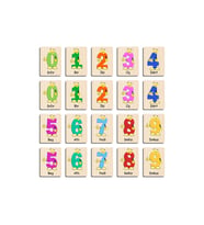 Ahşap Yapboz Zeka Kartları Eşleştirme Oyunu Hafıza Kartı Puzzle (Sevimli Rakamlar Sayılar)