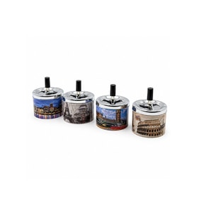 12 ADET ASHTRAY YUVARLAK - BASMALI METAL KÜLLÜK (5523)