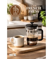 Smartpan BV008 French Press Paslanmaz Çelik Süzgeçli Cam Bitki Çayı Demliği Kahve Presi - 800 Ml