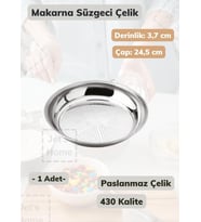 Makarna Süzgeci 24,5 cm Paslanmaz Çelik Süzgeç İnce