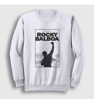 Presmono Unisex Beyaz Over Film Rocky Sweatshirt 250211tt