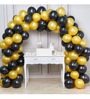Balon Zinciri - Gold Siyah Balon Süsleme Seti 101 Parça-