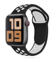 Apple Watch 10/11 42mm-38/40/41mm Kordon Delikli Spor Kordon 2/3/4/5/6/se/7/8/9 (Siyah - Beyaz)