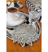 12 Adet Love Gri Fransız Tarzı Modern Bardak Altlığı & Kokteyl Peçetesi
