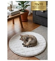 Ultra Yumuşak Tavşan Tüyü Yuvarlak Kedi Köpek Yatağı, Kaymaz Taban