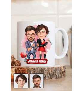 Sevgililere İlginç Hediye  Karikatürlü Beyaz Kupa Bardak