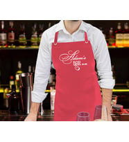 BK Gift Kişiye Özel İsimli Tarihli Bar Tasarımlı Profesyonel Kırmızı Mutfak Önlüğü, Aşçı Önlüğü, Şef Önlüğü, Arkadaşa Hediye-3