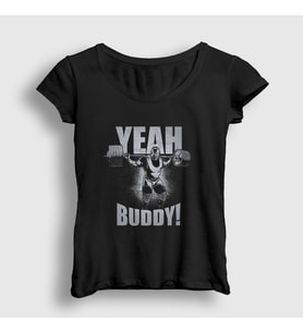 Presmono Kadın Siyah Yeah Buddy Gym Spor Ronnie Coleman T-Shirt 363822tt