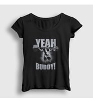 Presmono Kadın Siyah Yeah Buddy Gym Spor Ronnie Coleman T-Shirt 363822tt