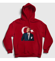 Presmono Unisex Kırmızı 19 Mayıs 29 Ekim 23 Nisan Bayrak Atatürk Kapüşonlu Sweatshirt 501437tt