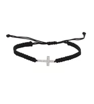 Gümüş Siyah İpli Beyaz Cross Bileklik