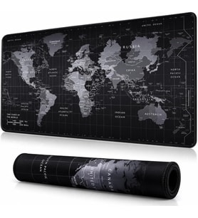 90x40 cm Mouse Pad, Dünya Haritası Desenli Büyük Mouse Pad, Kaymaz Kauçuk Tabanlı, Dikişli Kenarlı 3 mm Klavye ve Mouse Altlığı, XXL Desk Mat, Ofis ve Gaming Masa Pedi