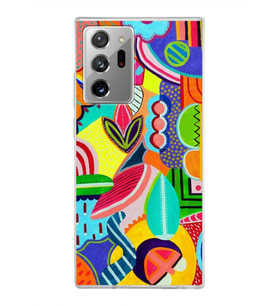PrintiFy Samsung Galaxy Note 20 Ultra ile Uyumlu 1mm Slim Fit Retro Colors 6 Baskılı Şeffaf  Kılıf