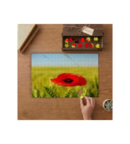 Buğday Tarlasında Gelincik Çiçeği Tasarımı 240 parça Ahşap Puzzle Ahşap Kutuda MP10185