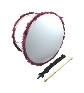 Kına Davulu Kırmızı Ledli (Pilsiz) Bordo Tüylü 50 Cm