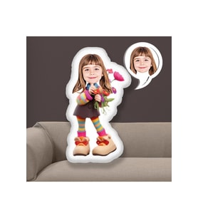 Kişiye Özel Fotoğraflı Şirin Çiçekçi Yastık 70 cm