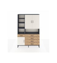 Arges Dolap 8 Raflı 5 Çekmeceli 3 Kapaklı 132x30x195 Antrasit-Aytaşı/Çam