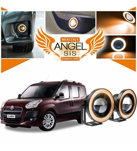 Fiat Doblo D3 Uyumlu, Universal Mercekli Led Angel Sis Farı, 76mm Turuncu Renk