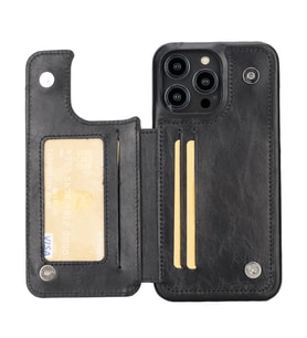 Bouletta Apple iPhone 14 Pro Max Uyumlu Deri Kılıf UBW RST1 (Siyah)