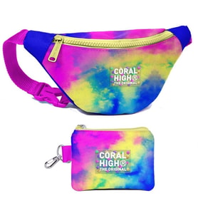 Coral High Kız Çocuk Renkli Batik Desenli Bel Çantası ve Bozuk Para Cüzdanı Set