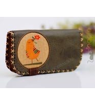 Kuş Figürlü Büyük Cüzdan Etnik Bohem Retro Vintage Style - YEŞİL