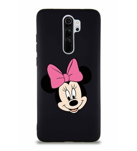 Xiaomi Redmi Note 8 Pro Soft Premier Kapak Minnie Mouse-C Tasarımlı Silikon Kılıf - Siyah (Şeffaf)