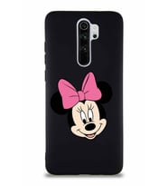 Xiaomi Redmi Note 8 Pro Soft Premier Kapak Minnie Mouse-C Tasarımlı Silikon Kılıf - Siyah (Şeffaf)