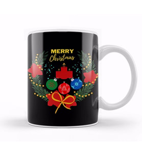 Yılbaşı Yeni Yıl KonseptliChristmas Wreath Kupa Bardak Porselen