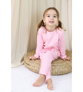 Basic Fitilli İnterlok Kumaş %100 Pamuk 1-5 Yaş Beyaz Bebek Pijama Takımı